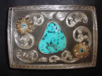 Silver & Gold Turquoise Buckle