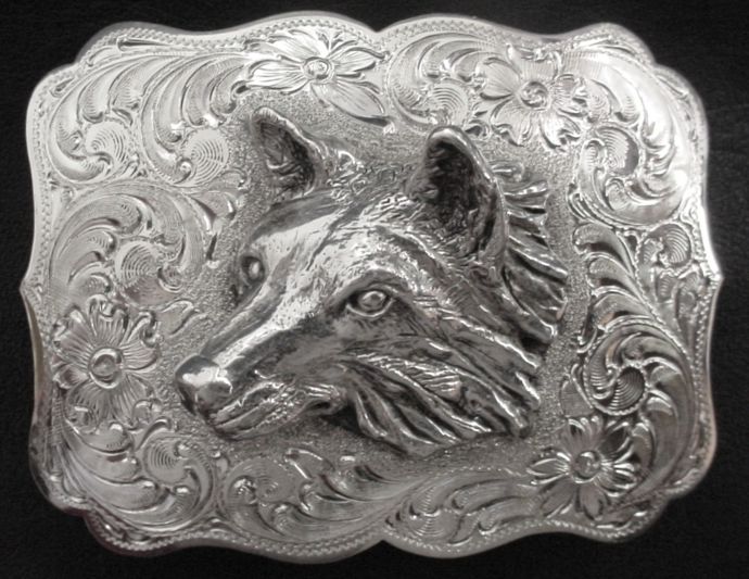 Large Wolf Head Left Buckle