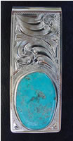 Turquoise Silver Money Clip